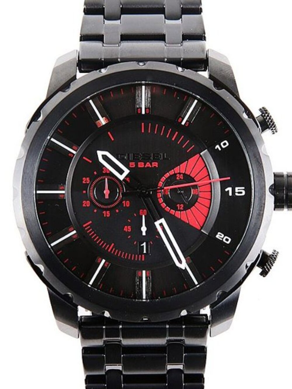 Diesel Men's Stronghold Black Chronograph Oversized Dial Watch